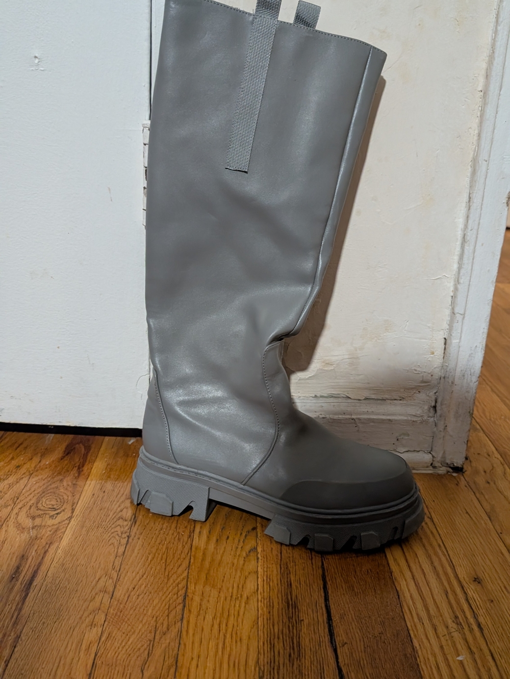 ASOS Gray Over-the-Knee Chunky Lug Sole Boots